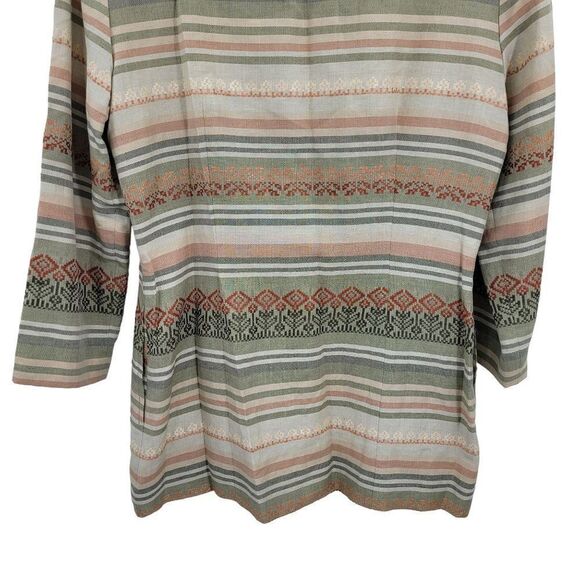 Vintage Southwestern Blazer M Sage Rust Linen Embroidered 2 Button Duster USA - Picture 14 of 17